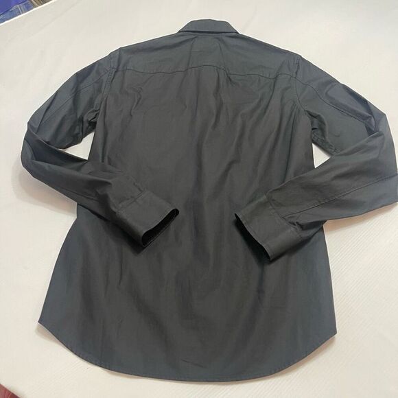 Armani Exchange Slim Fit Waxed Cotton Black Snap Button Long Sleeve Shirt Small - Picture 9 of 10
